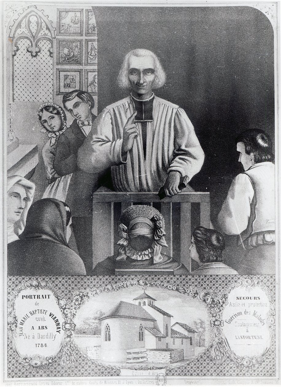 San Jean-Marie Vianney (1786-1859) che predica, 19° secolo da French School