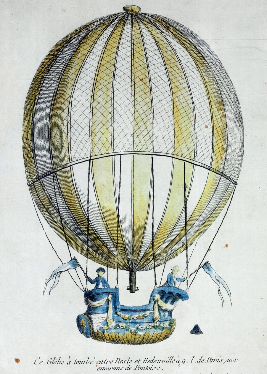 Il pallone di Jacques Charles e Nicholas Robert usato nel loro volo dal Jardin des Tuileries, 1 dicembre 1783 da French School