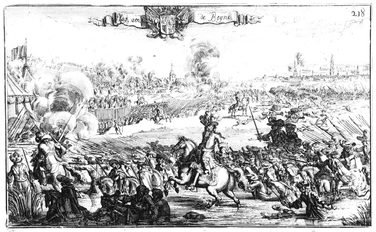 La battaglia del Boyne, 1 luglio 1690 da French School