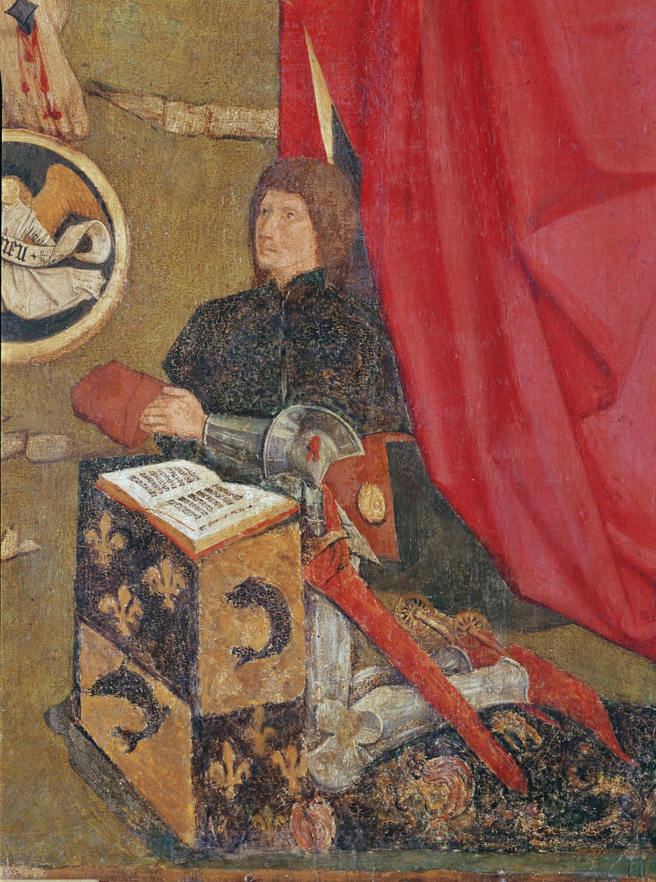 Il crocifisso del Parlamento di Tolosa, dettaglio del Delfino, il futuro Luigi XI (1423-83) da French School
