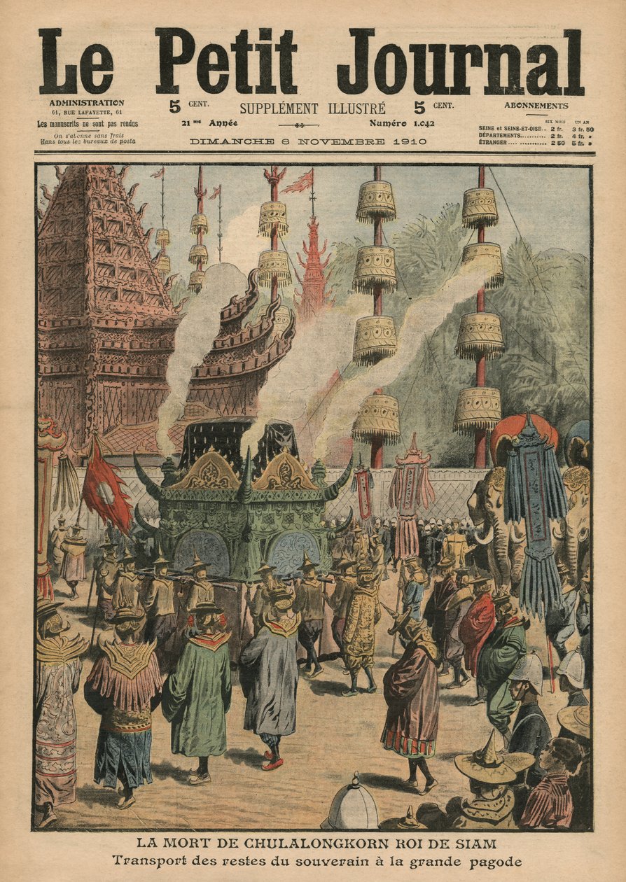 La morte di Chulalongkorn, re del Siam, illustrazione da 