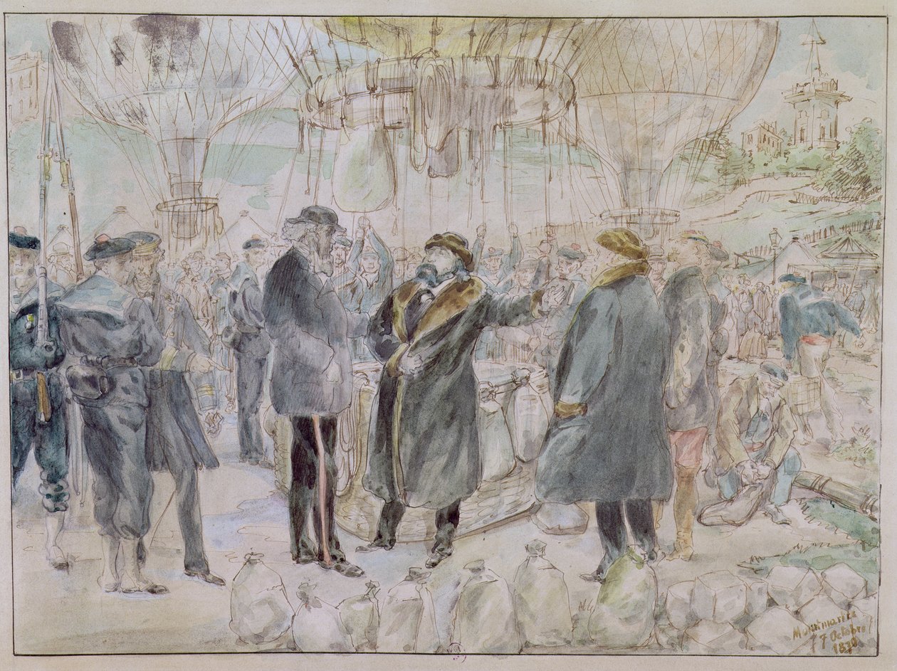 La partenza di Léon Michel Gambetta nella mongolfiera 