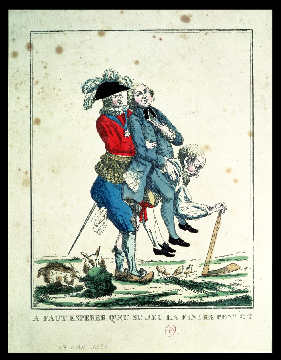 Il gioco deve finire presto, un contadino che porta un ecclesiastico e un nobile, 1789 da French School