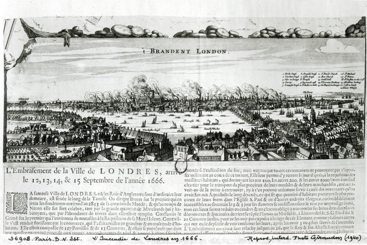 Il grande incendio di Londra del 1666 da French School