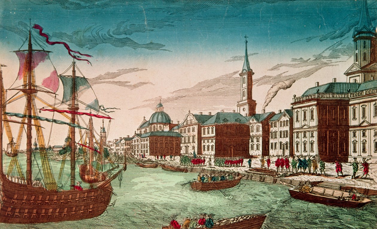 Lo sbarco delle truppe inglesi a New York, settembre 1776, pub. da J. Chereau, Parigi da French School