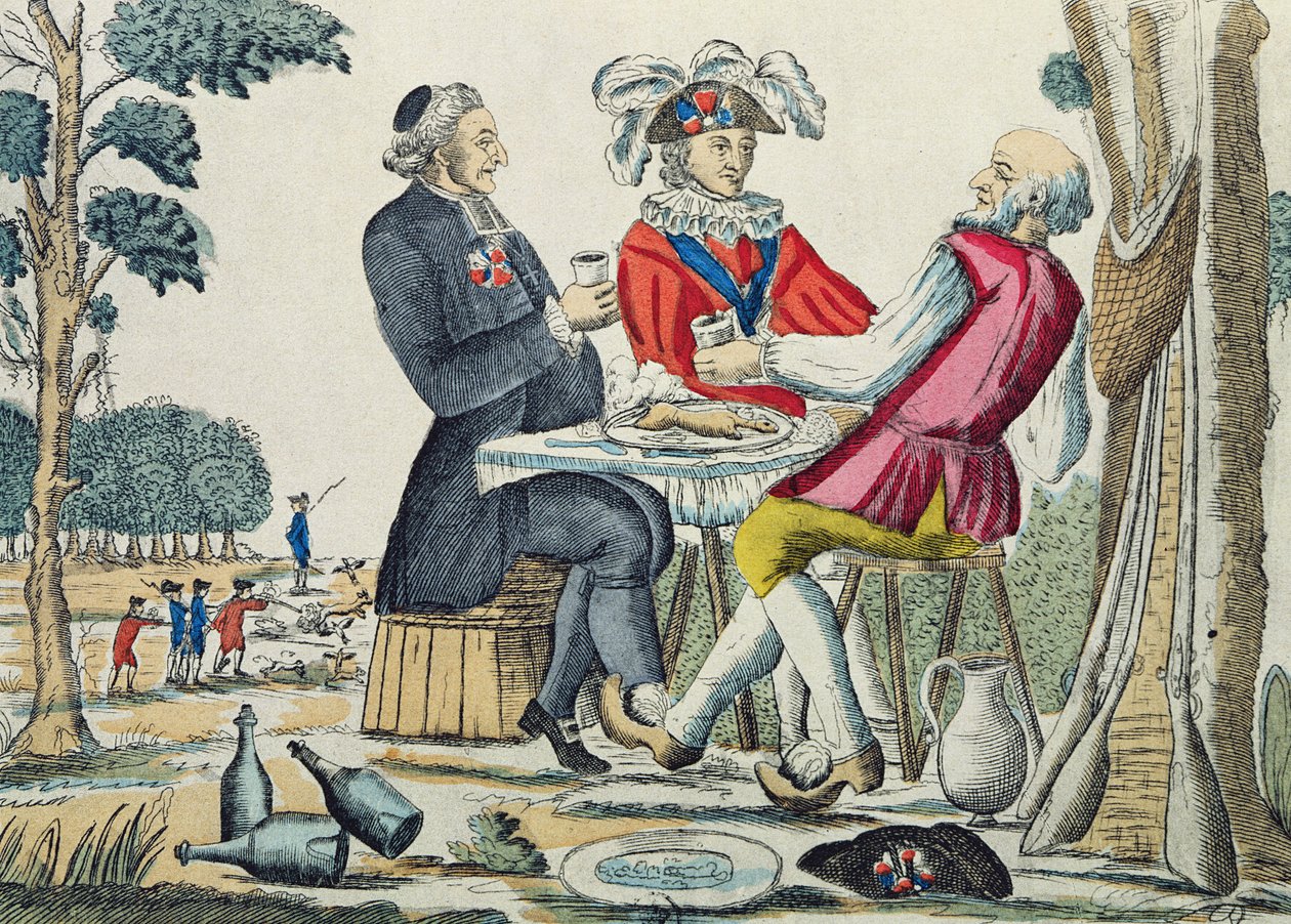 Lo spuntino patriottico, riunione dei tre stati, 4 agosto 1789 da French School