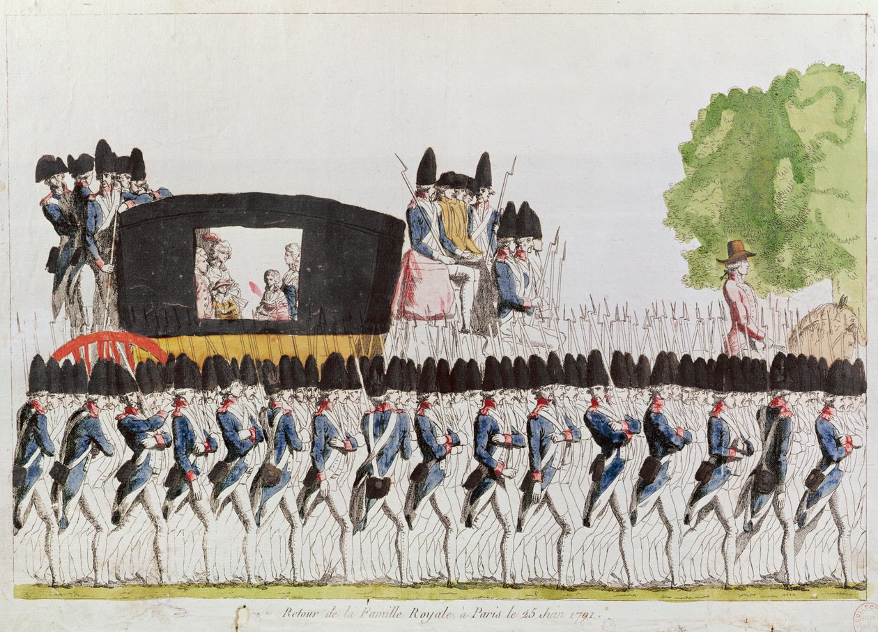 Il ritorno della famiglia reale a Parigi, 25 giugno 1791 da French School