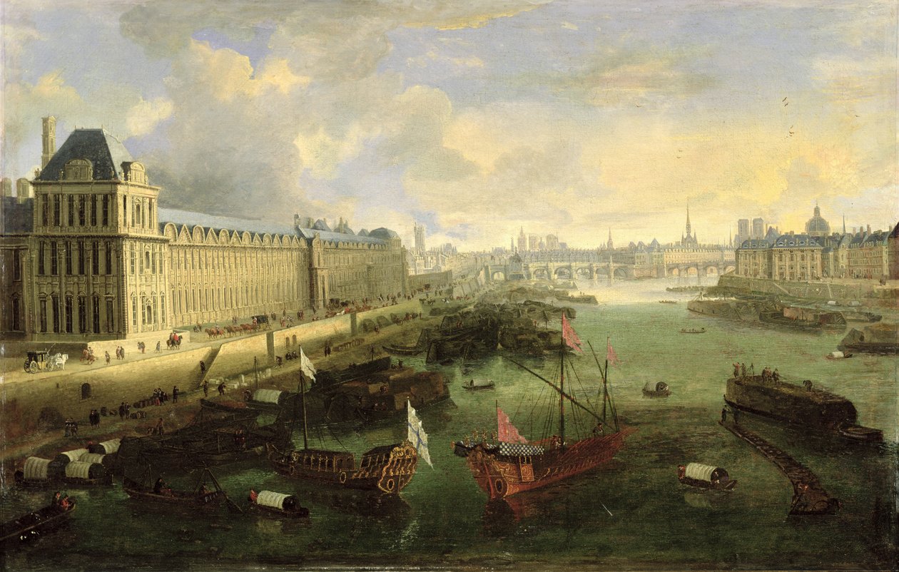 La Senna Vista con il Pont Neuf, il Louvre e il Collegio Mazarin, c.1675 da French School