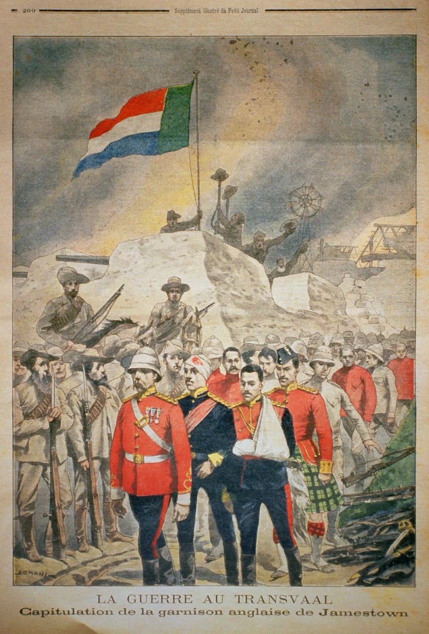 La guerra nel Transvaal: la capitolazione della guarnigione inglese a Jamestown, illustrazione da Le Petit Journal, dicembre 1899 da French School