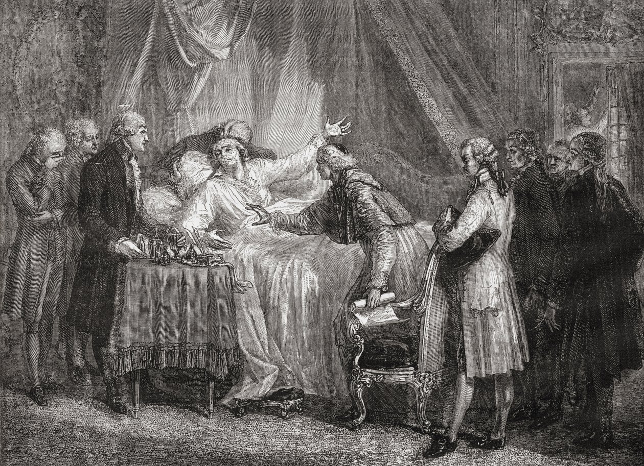 La morte del Conte di Mirabeau (1749-91) nel 1791 da French School