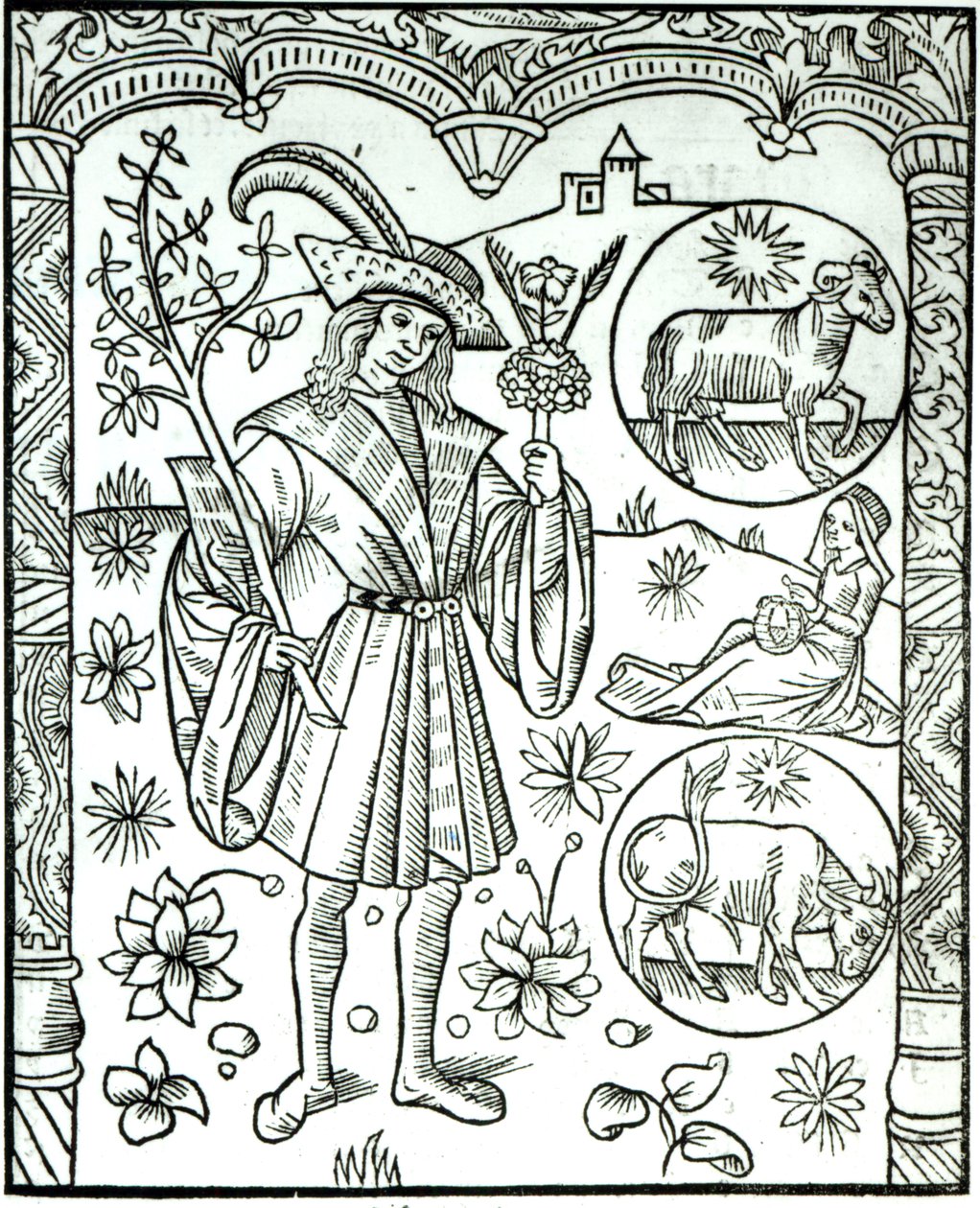Il mese di aprile con i suoi segni astrologici associati di Ariete e Toro da French School