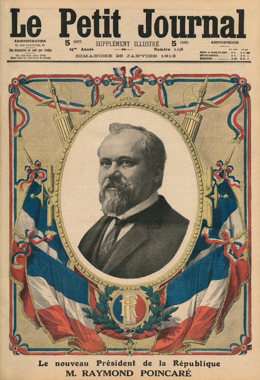 Il nuovo presidente della Repubblica Francese, Raymond Poincare, illustrazione di copertina da 