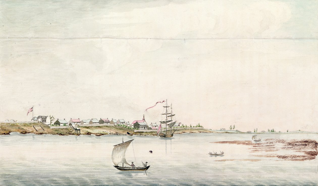 Veduta della città e del forte di Detroit, fine del XVIII secolo da French School