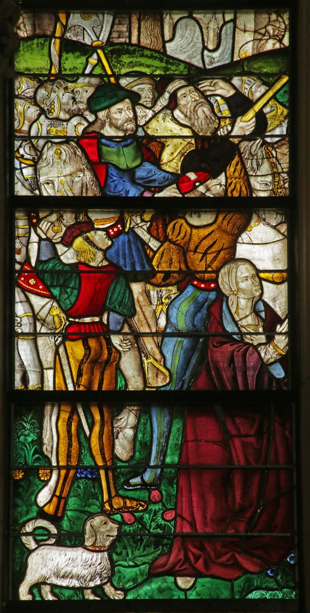 Vetrata raffigurante la Vergine Maria alla Crocifissione (dettaglio) da French School