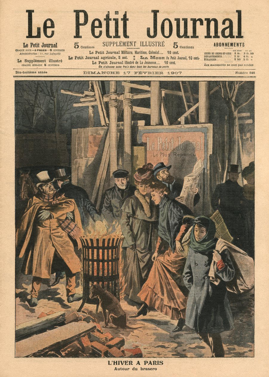 Inverno a Parigi, intorno al braciere, illustrazione da 