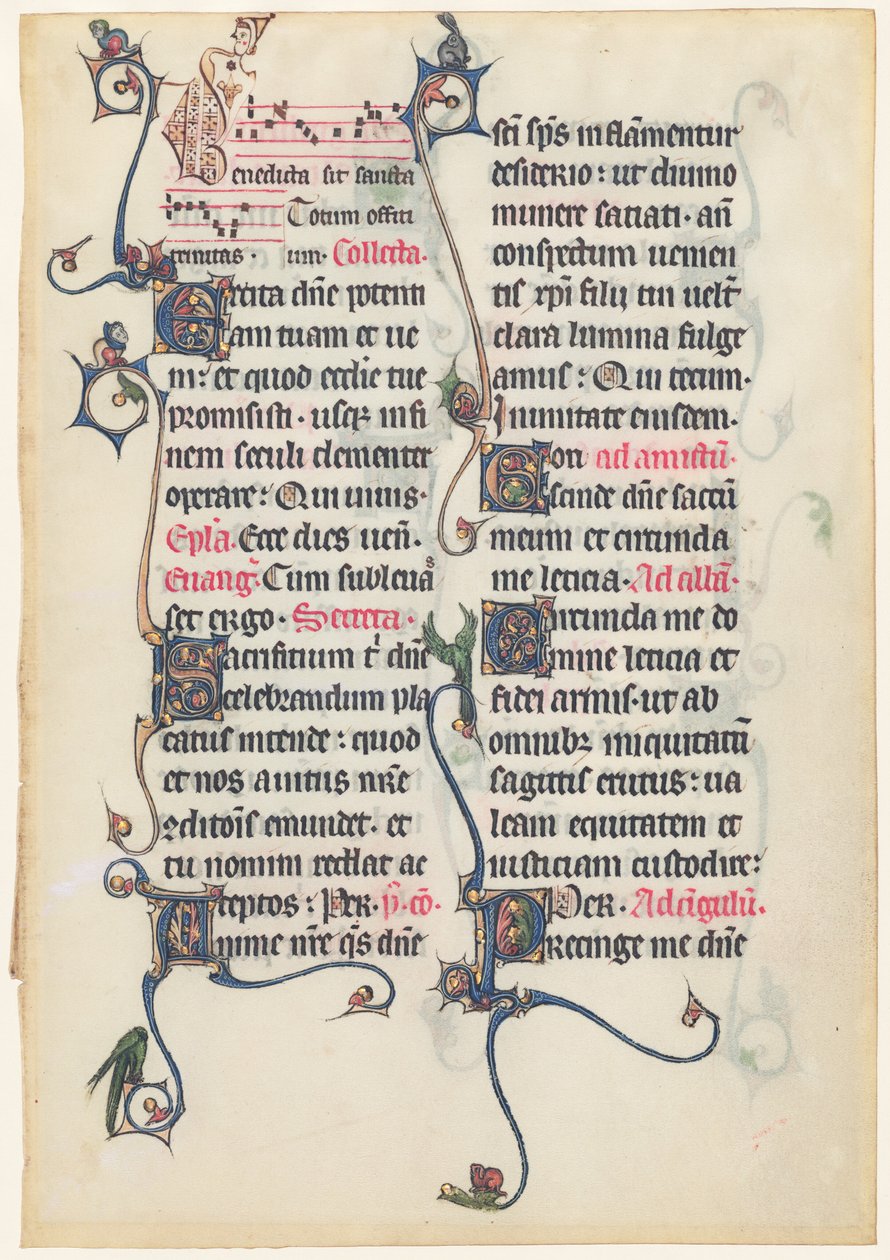 Foglio di manoscritto dal Messale di Beauvais da French 13th Century