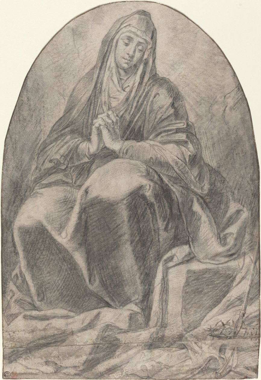 La Vergine Addolorata Contempla gli Strumenti della Passione da French 17th Century