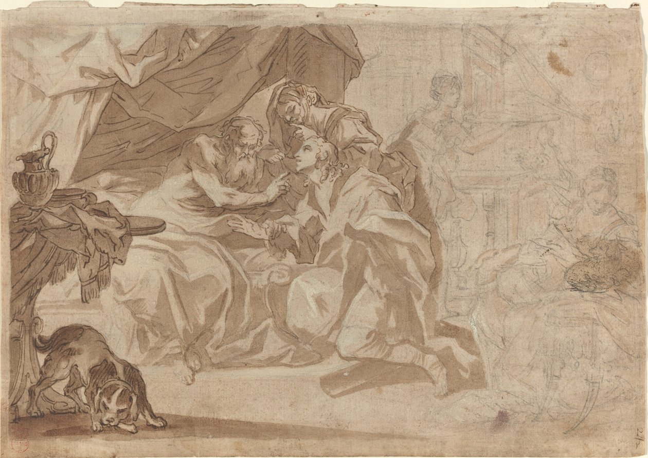 Giacobbe e Rebecca davanti a Isacco da French 18th Century