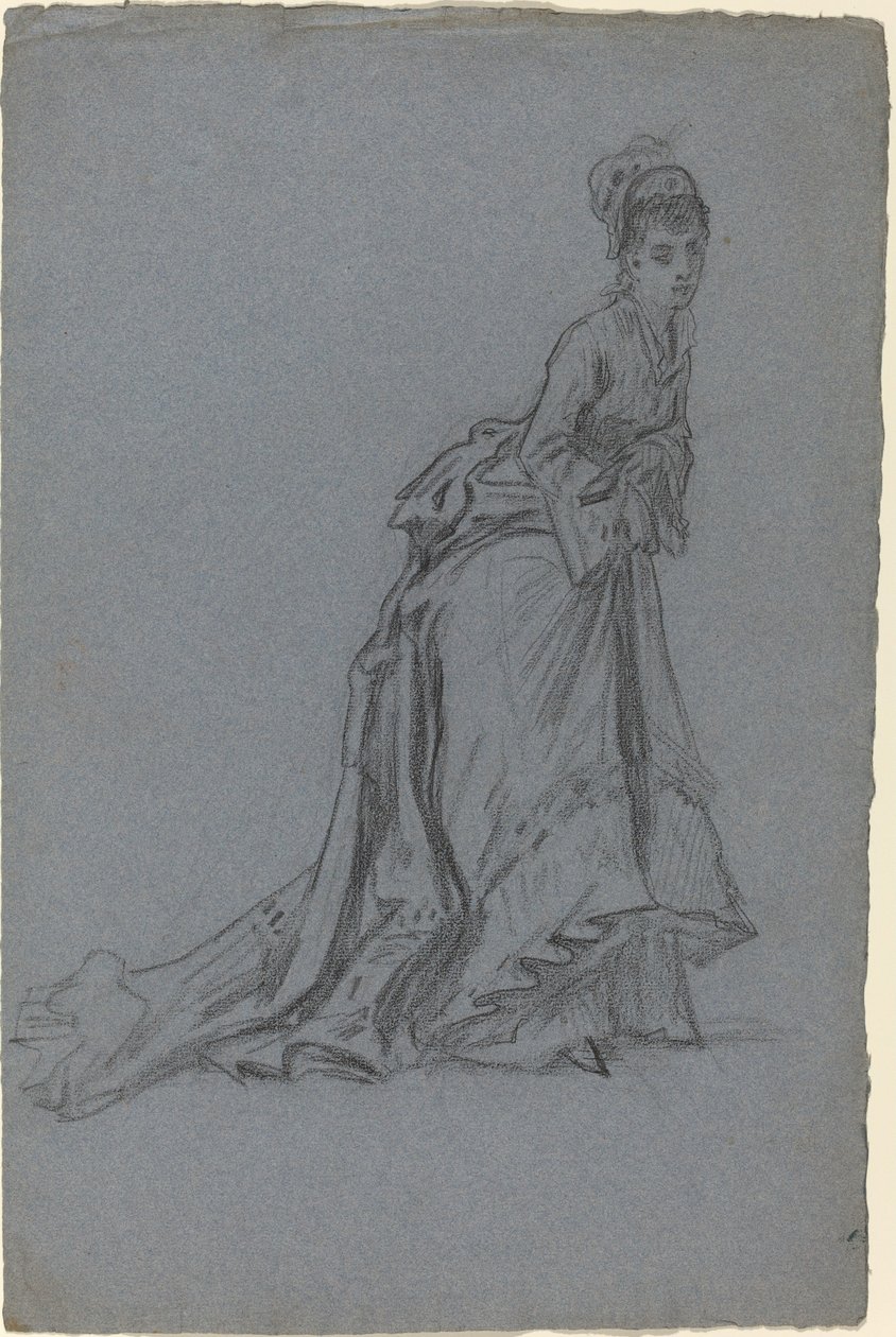Giovane donna alla moda che avanza da French 19th Century