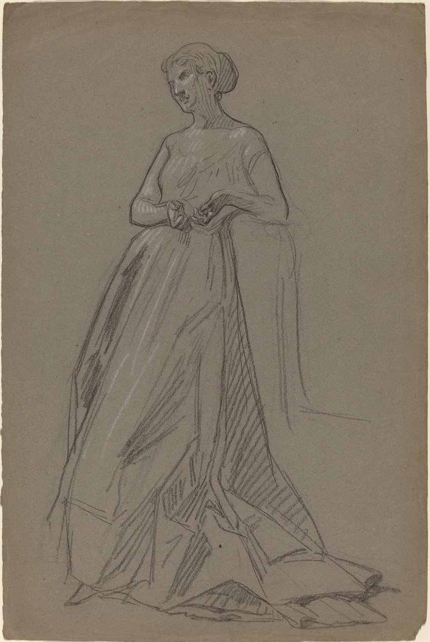Donna in piedi appoggiata al gomito da French 19th Century