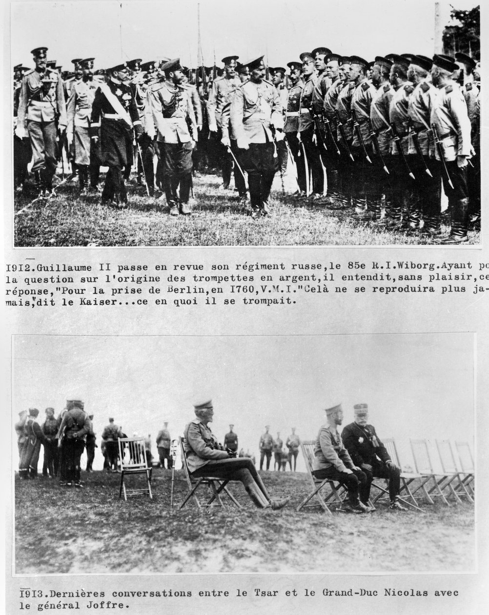 Ultime conversazioni tra lo Zar e il Granduca Nicola II, e il Generale Joffre, 1913 da French Photographer