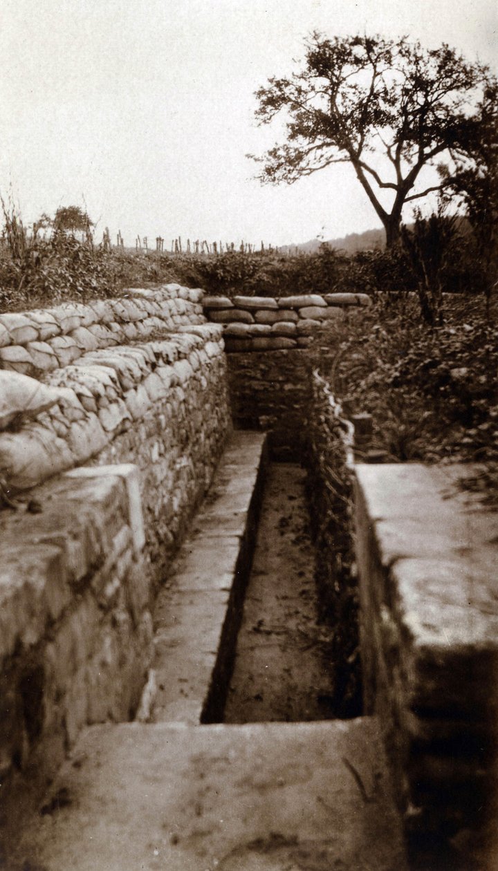 Prima Guerra Mondiale (1914-1918): vista di un modello di trincea "Trincea di Lemberg", Hautebraye (Oise) da French Photographer