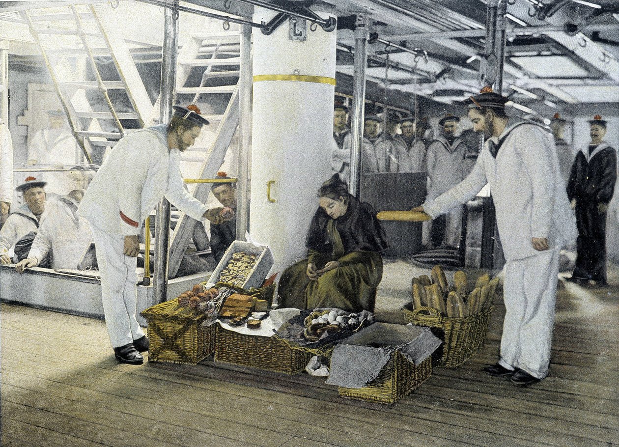 Marina francese, fine XIX secolo: il mercante di commestibili - Bibl. des Arts deco. da French Photographer