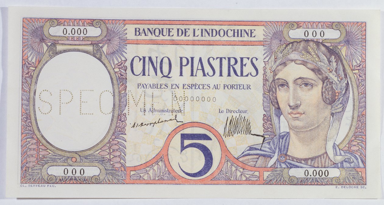 Banconota da 5 Piastre, dalla banca dell