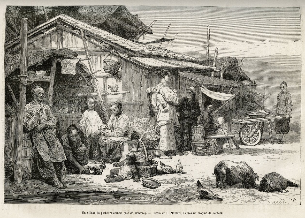 Un villaggio di pescatori cinesi vicino a Monterey, California, testimonia l