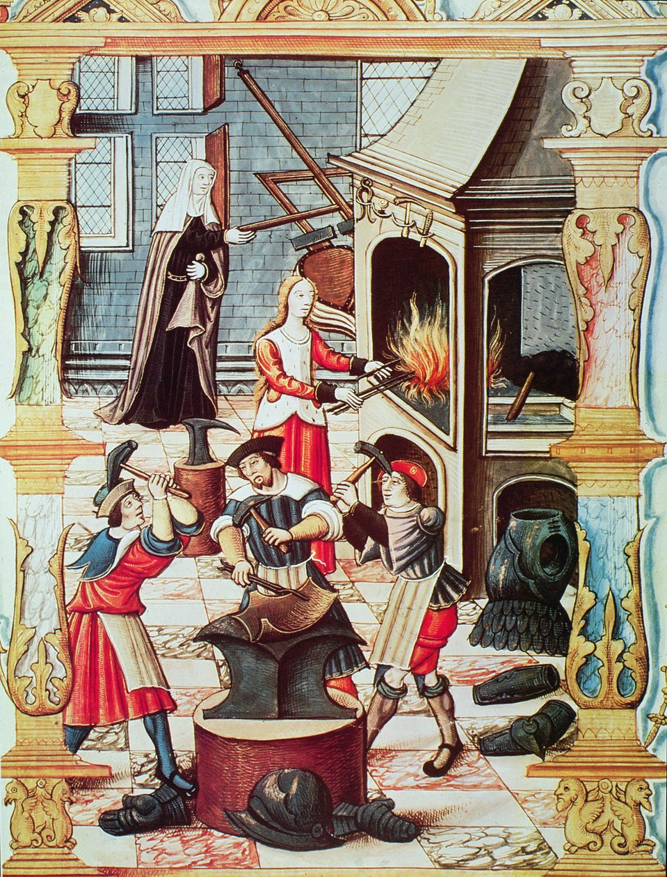 Una fucina francese del XVI secolo, copia di una miniatura da 