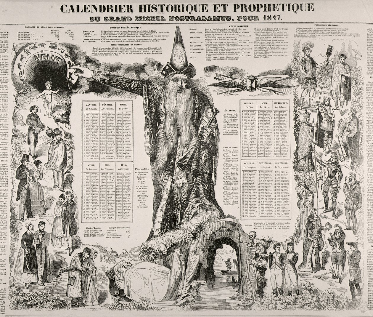 Calendario storico e profetico di Michel Nostradame (Nostradamus) (1503-66) 1847 da French School