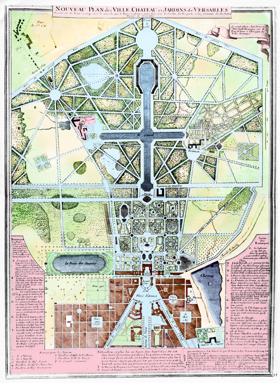 Nuovo piano della città, del castello e dei giardini di Versailles, 1714 da French School