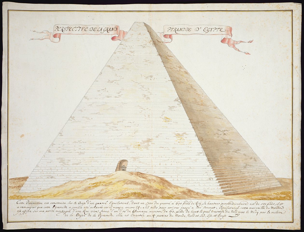 Veduta prospettica di una piramide in Egitto, c.1700 da French School