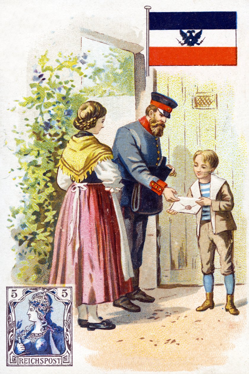 Un postino in Germania che consegna una lettera, fine XIX secolo da French School