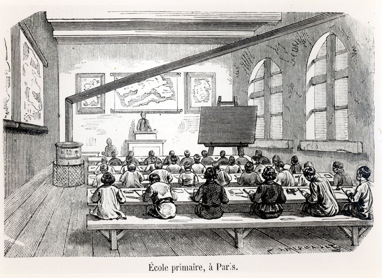Una scuola primaria a Parigi, da Almanach du Magasin Pittoresque, 1975 da French School
