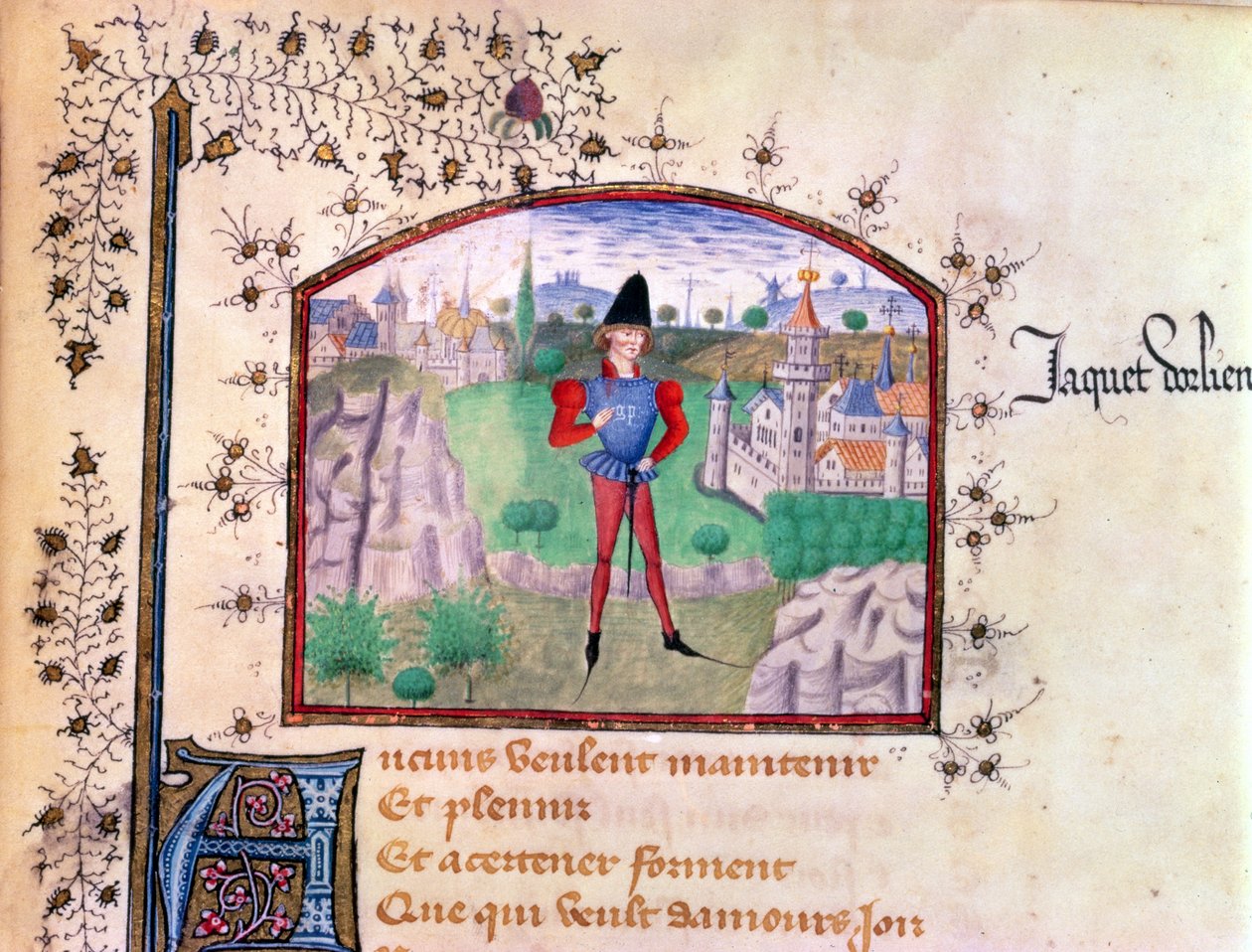 Un trovatore, dal Livre des Cent Ballades di Jean Le Seneschal da French School