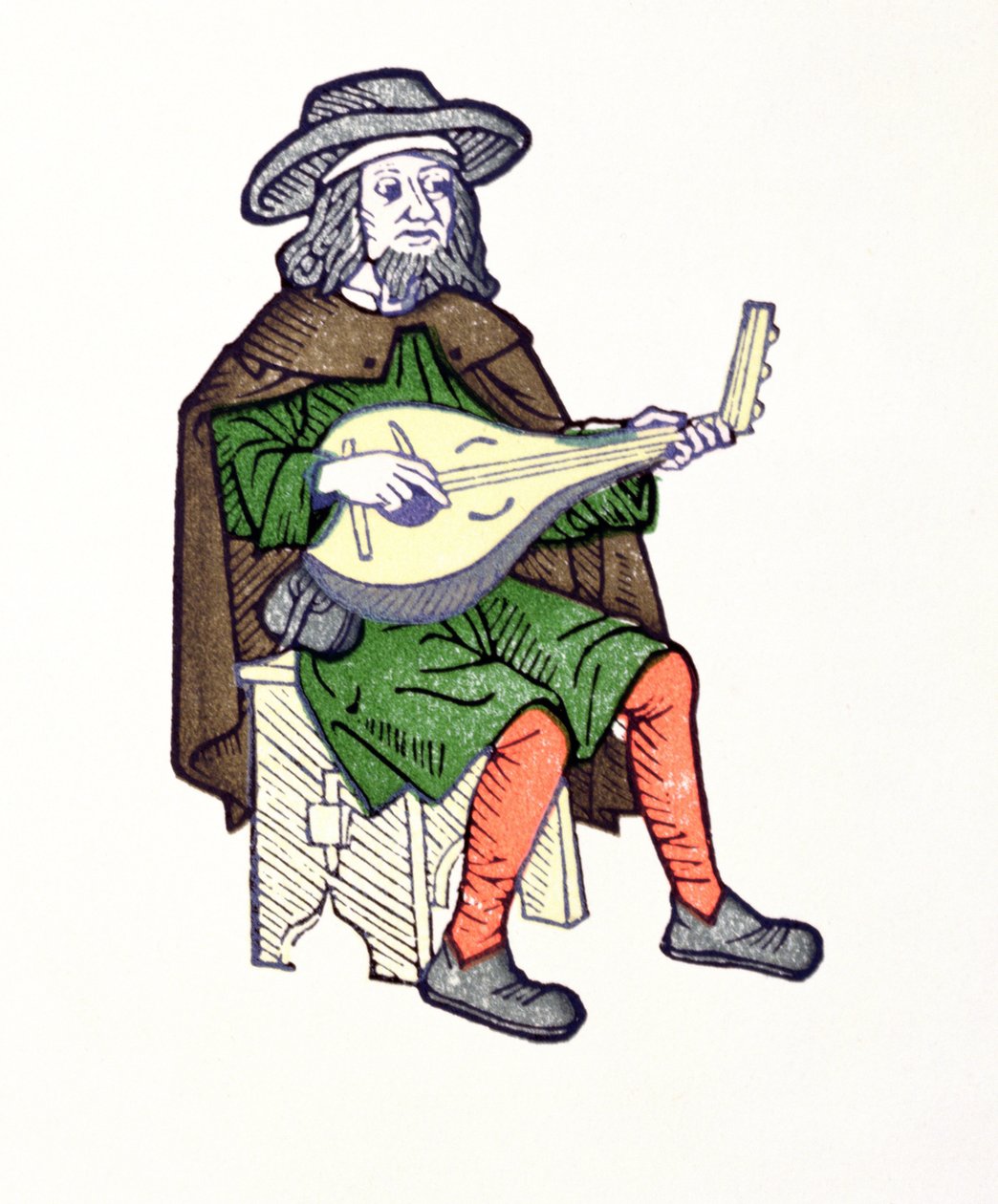 Un trovatore che suona il liuto, dal chantefable Aucassin et Nicolette, inizio XIII secolo da French School