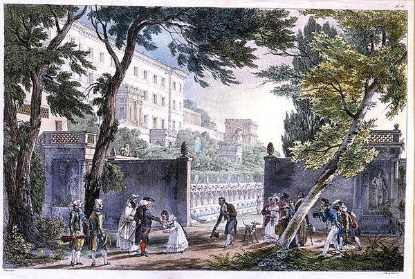 Una villa a Roma, incisa da Villain, c.1820 da French School