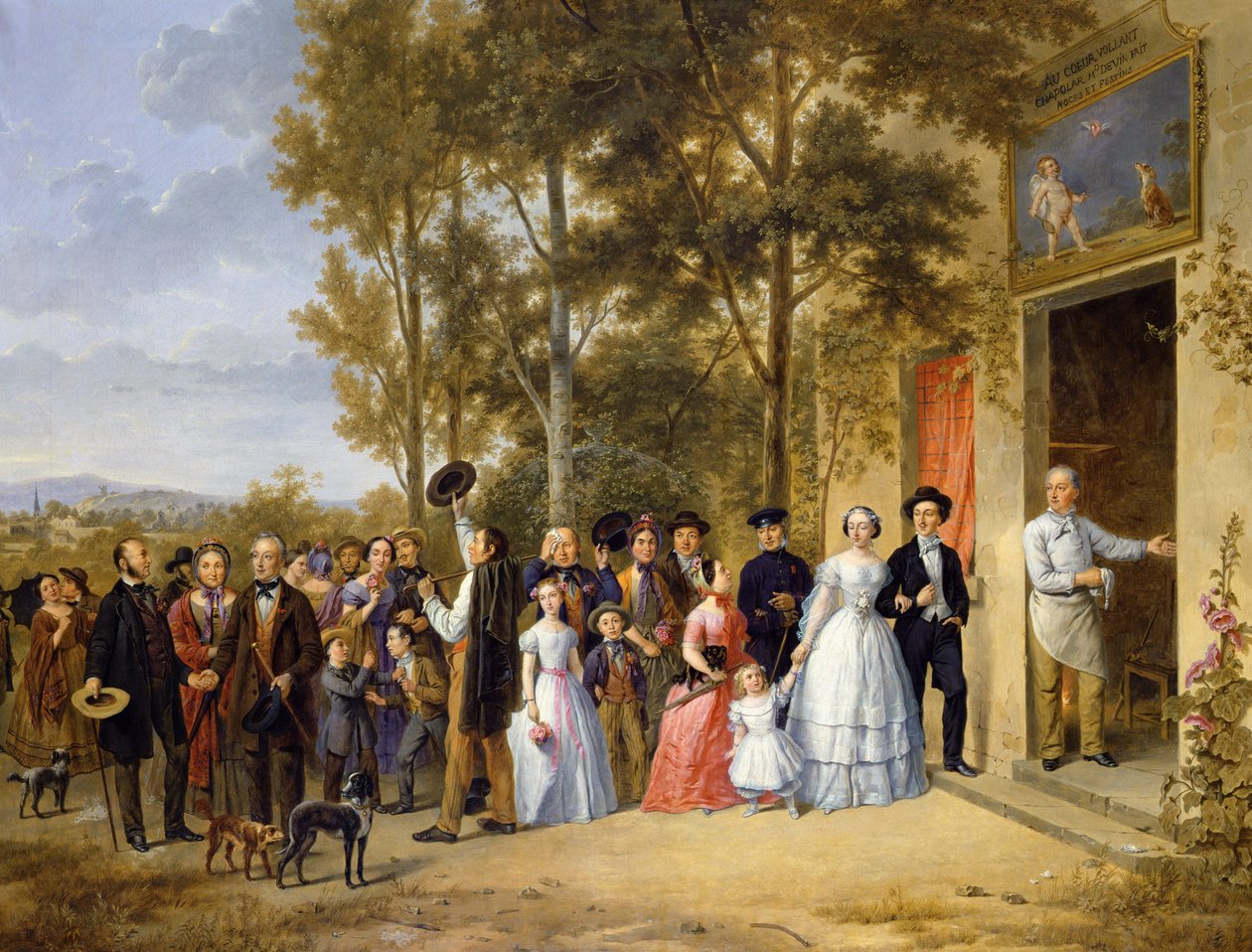 Un matrimonio al Coeur Volant, Louveciennes, c.1850 da French School