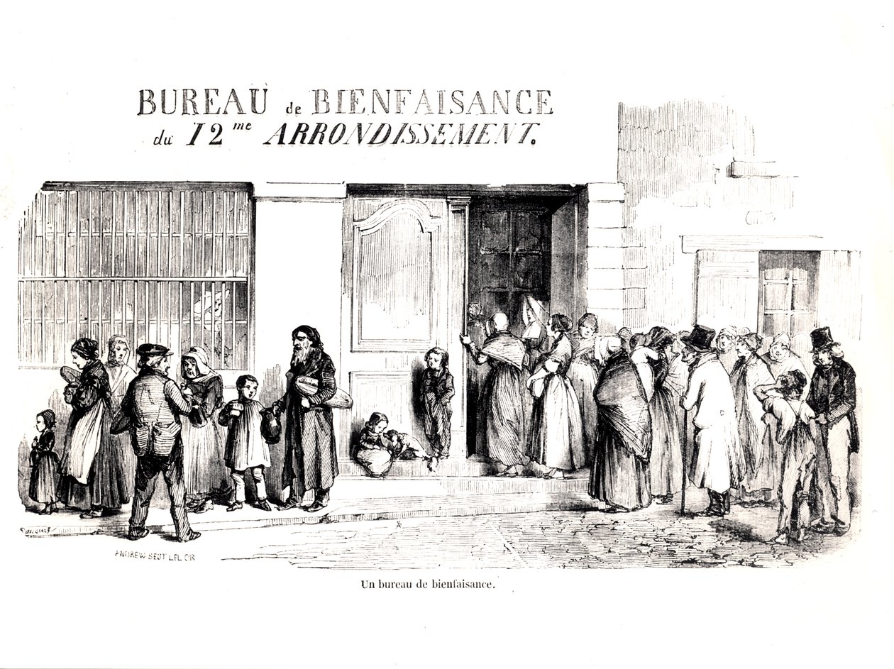 Un ufficio di assistenza sociale nel 12° arrondissement di Parigi, c.1870 da French School