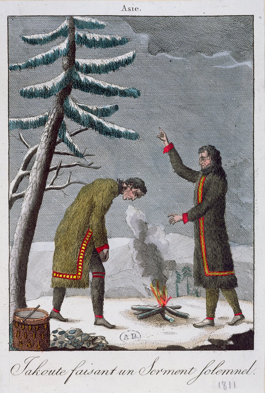 Un uomo Yakut che fa un giuramento solenne, 1811 da French School