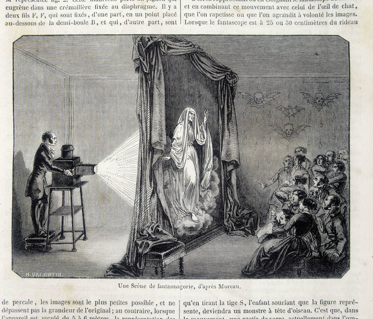 Una scena di fantasmagoria per proiezione - in "Magazzino pittoresco" da French School