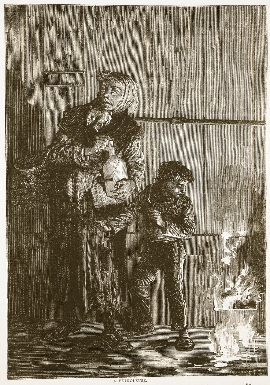 Una petroleuse, aprile 1871, illustrazione da Cassells History of the War between France and Germany, 1870-1871 da French School