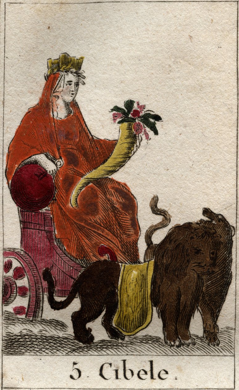 Rappresentazione della divinità Cibele (di origine frigia) personificazione di Madre Natura, tiene in mano una cornucopia. Da 