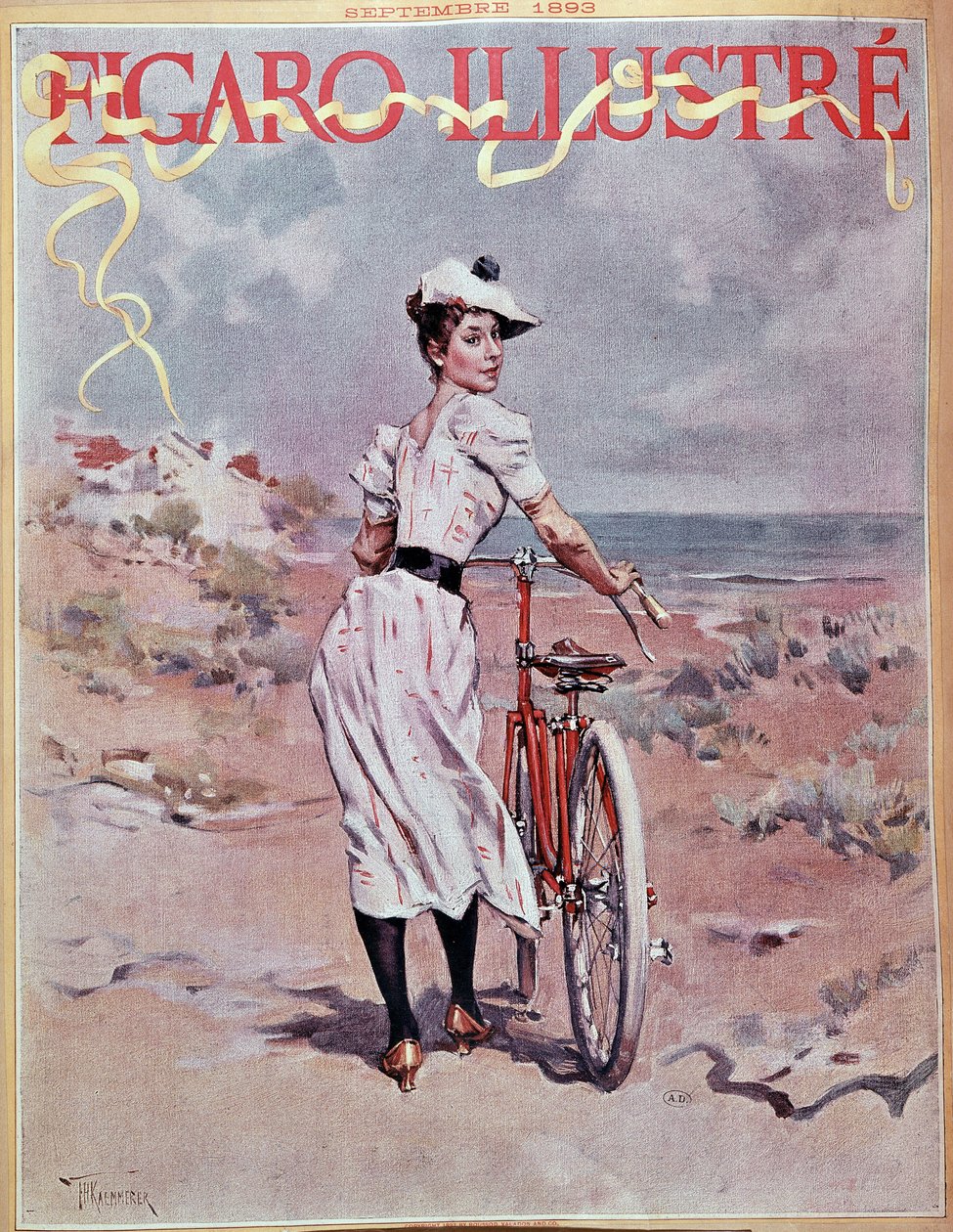 Una donna in bicicletta. Copertina “Figaro illustrato” da French School