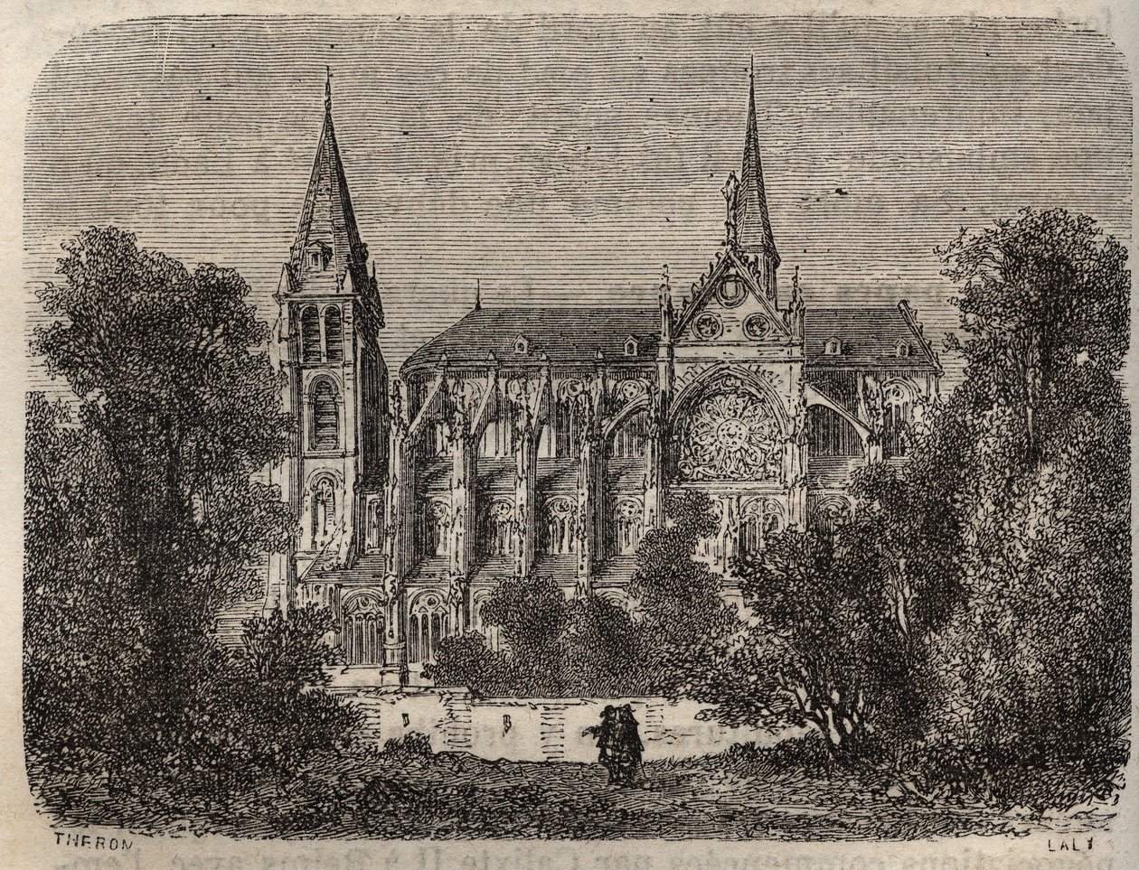 Abbazia Saint-Victor di Parigi, fondata nel XII secolo - incisione in "Histoire de France" di Victor Duruy (1811-1894) - 1882 da French School