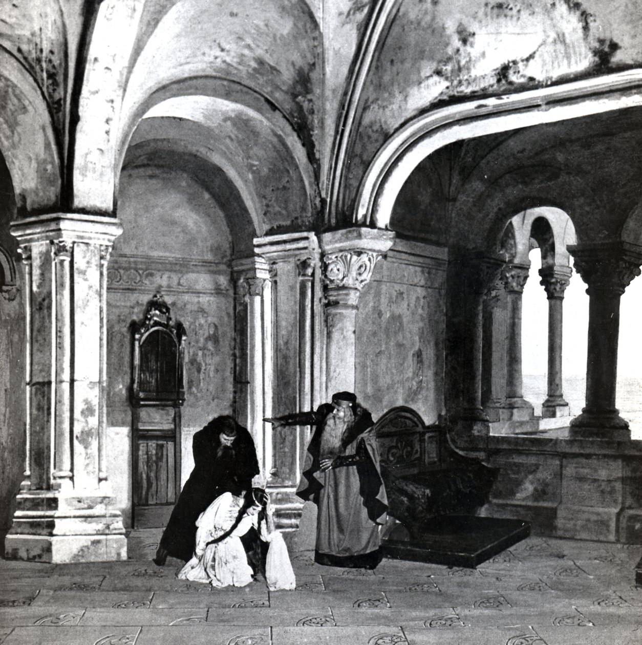 Atto IV, Scena 2 di Pelleas et Melisande di Debussy, da una fotografia della prima produzione nell