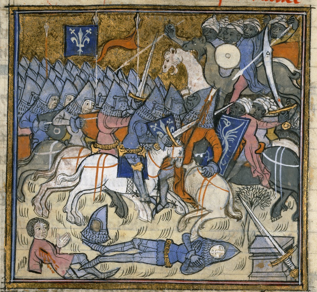 Crociati che combattono i Saraceni, illustrazione da 