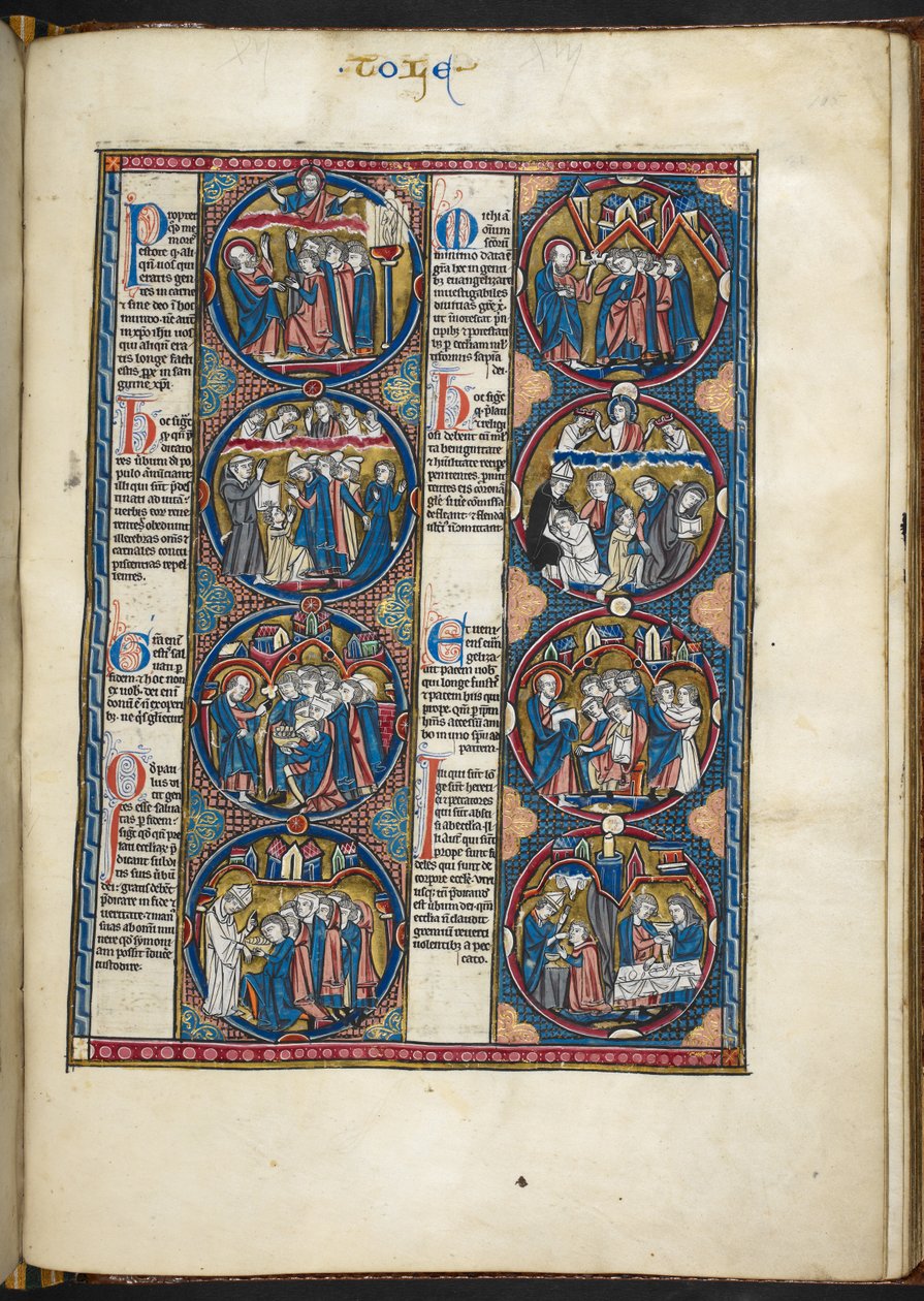 Add MS Harley 1527, f.105r, miniature dalla Bible moralisée da French School