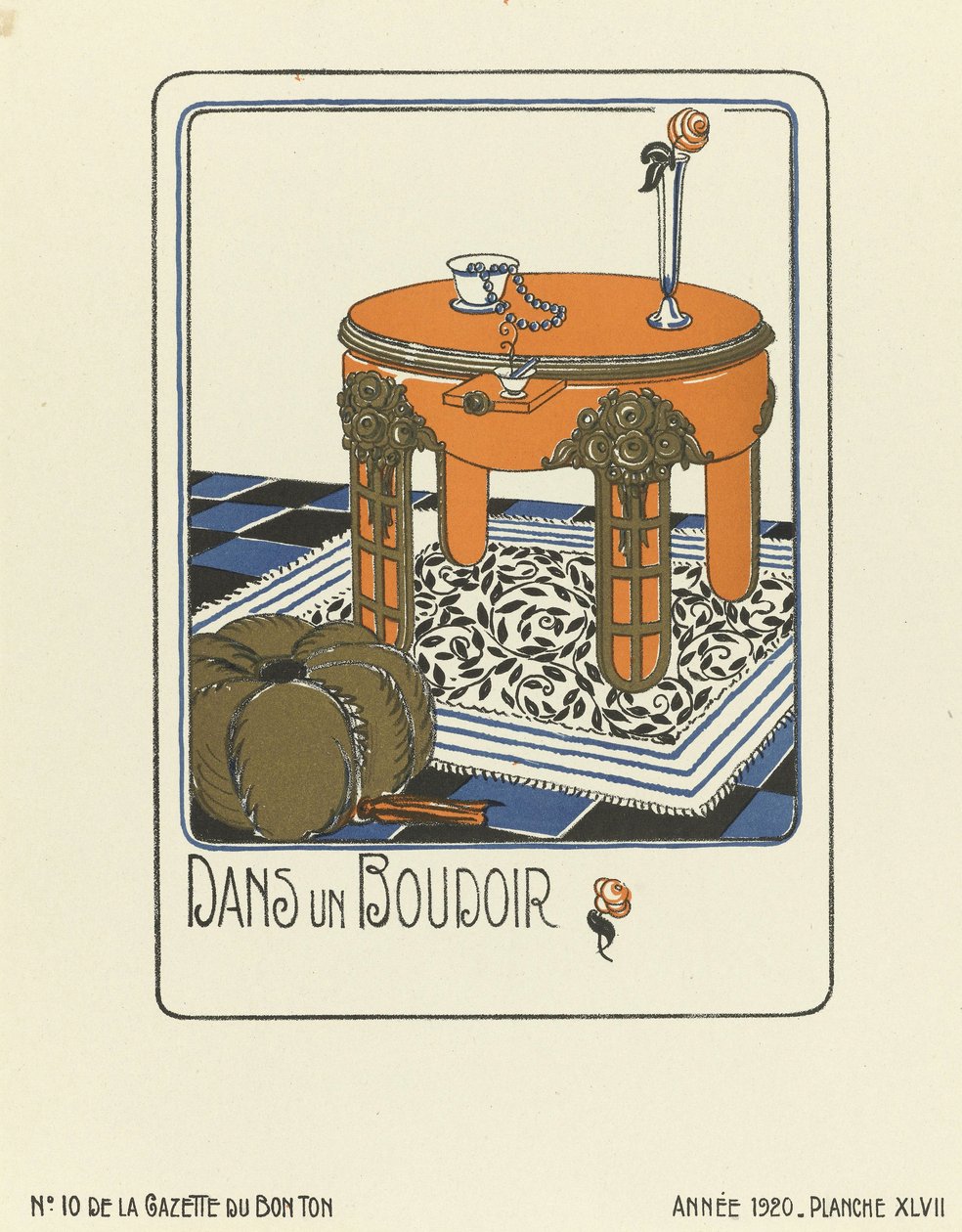 Pubblicità per "Dans un Boudoir", pub.1920 (stampa a stencil) da French School